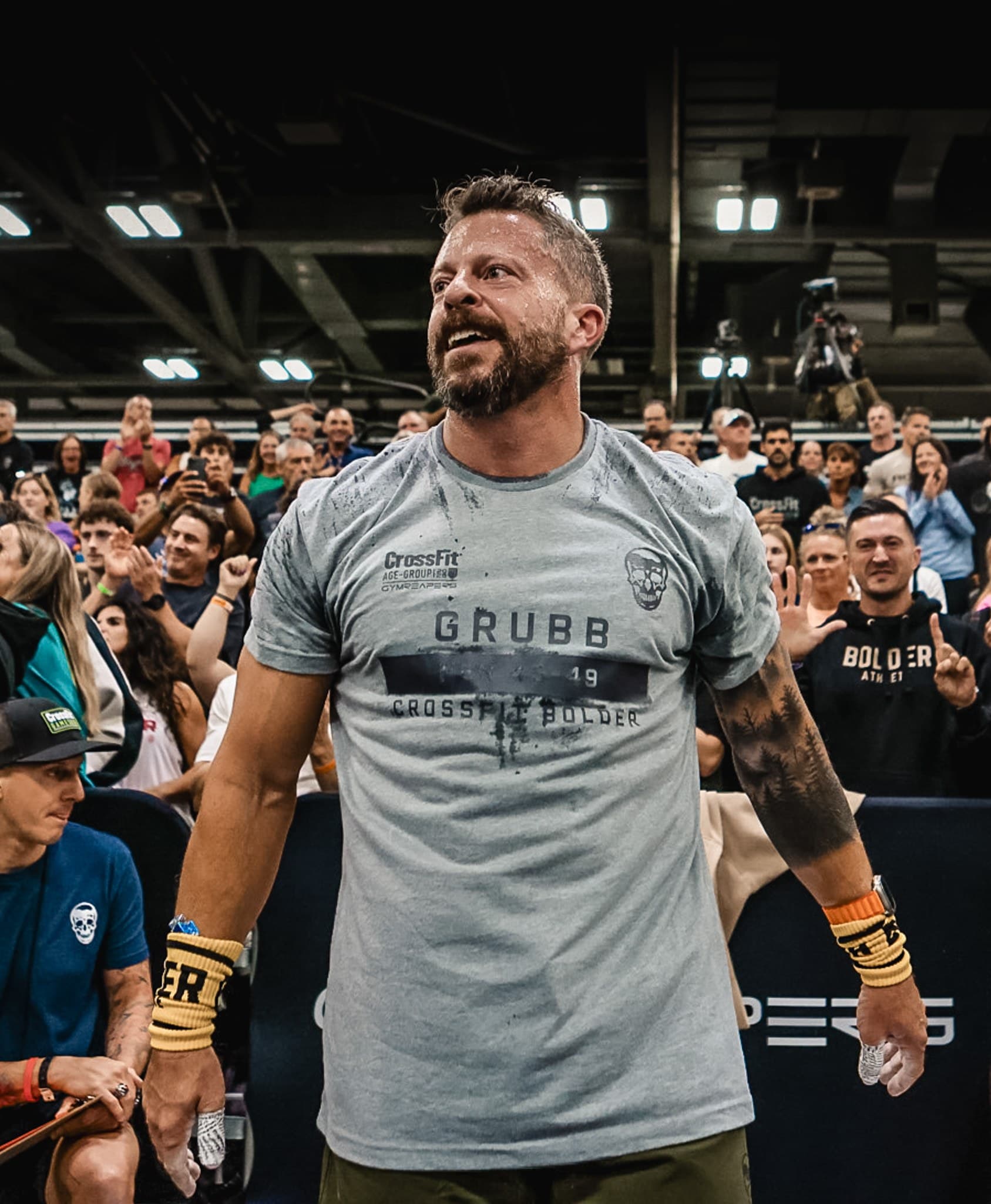 Jason Grubb in front of the crowd at the CrossFit Games