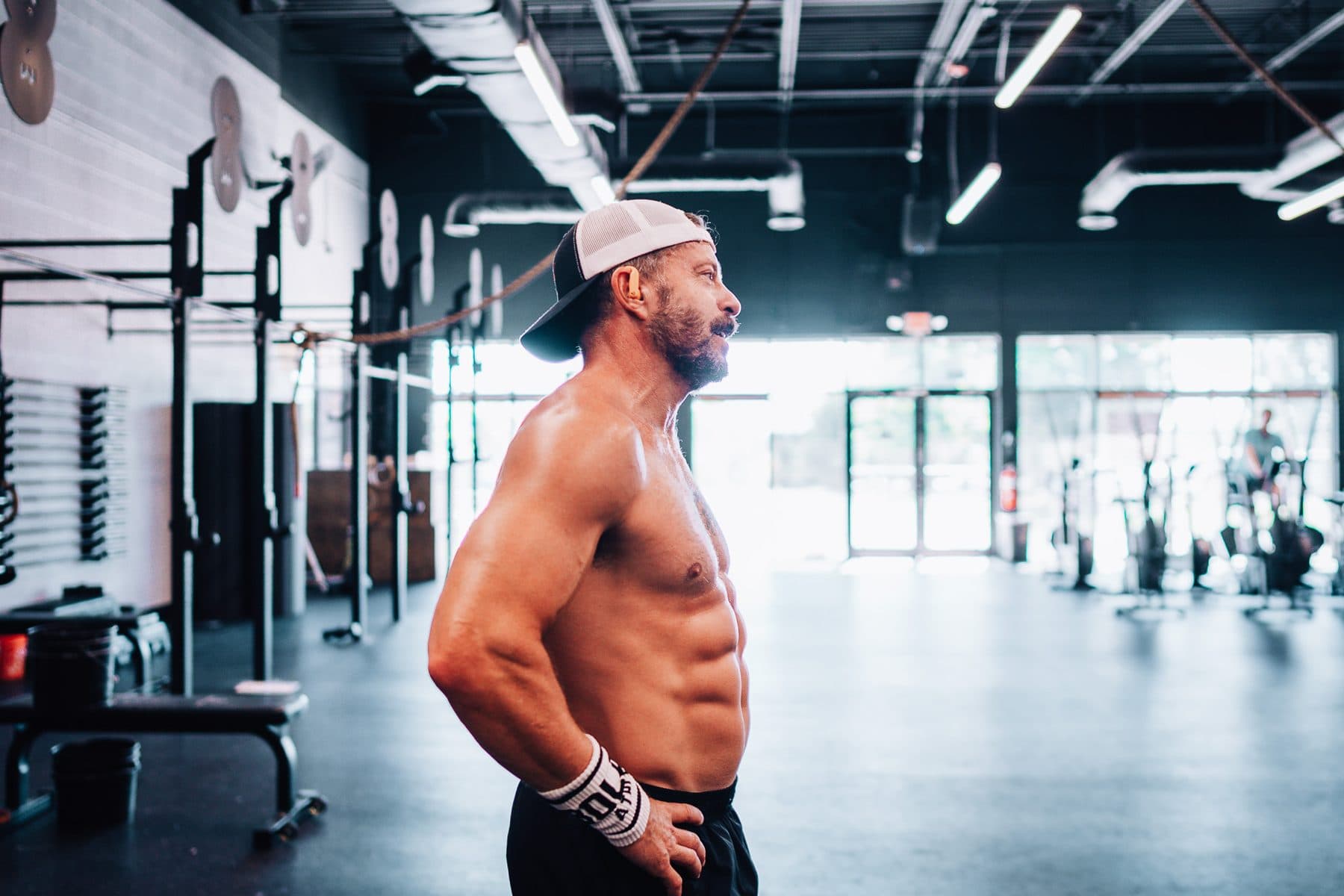 Jason Grubb between efforts in the gym